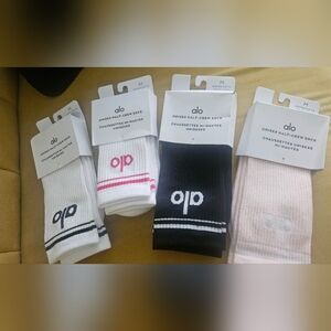 ALO Yoga Unisex Half-Crew Socks - Black, White, Pink